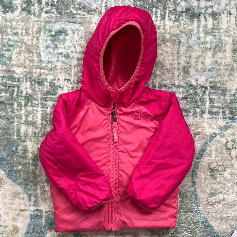 The North Face Reversable Fuzzy Pink Toddler Jacket 2T